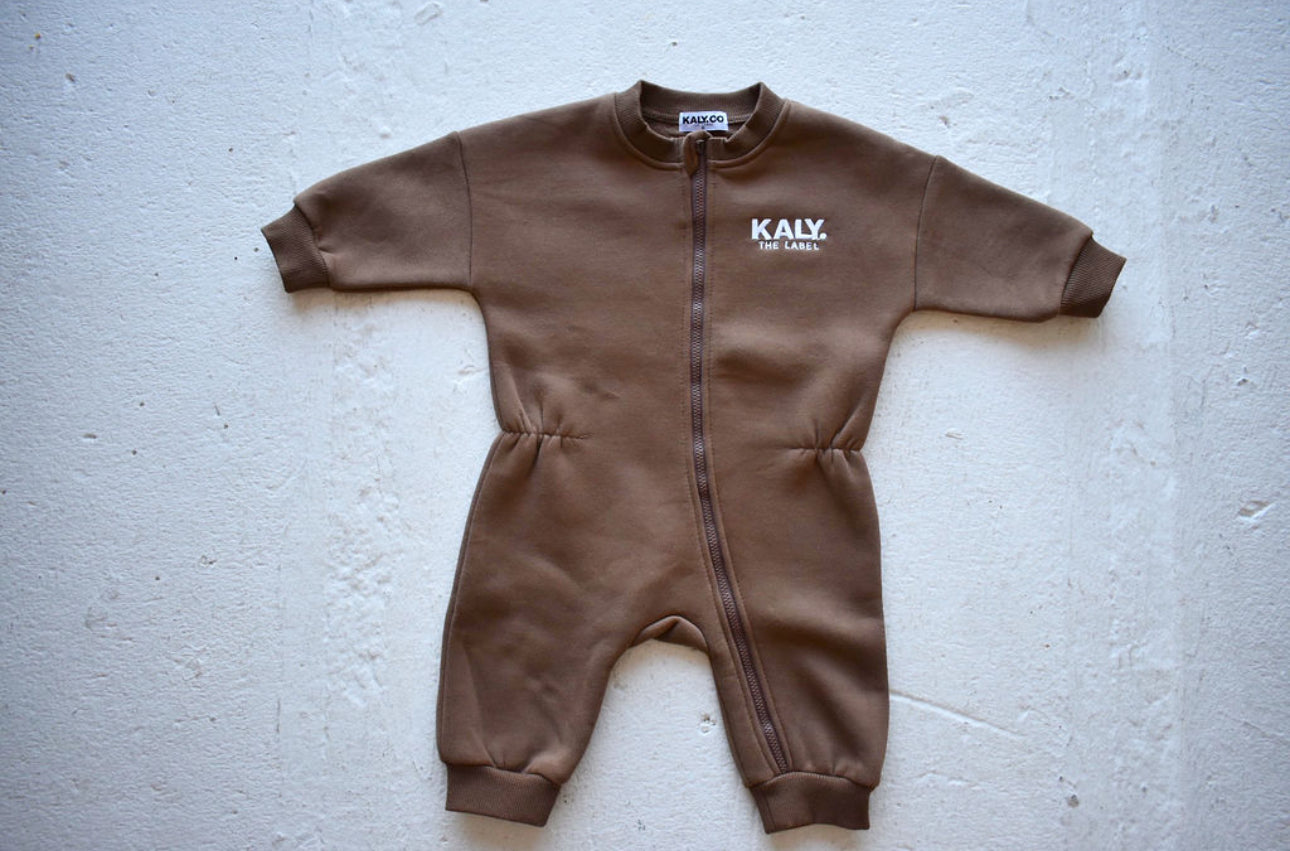 Fleece Jumpsuit - Mocha Brown