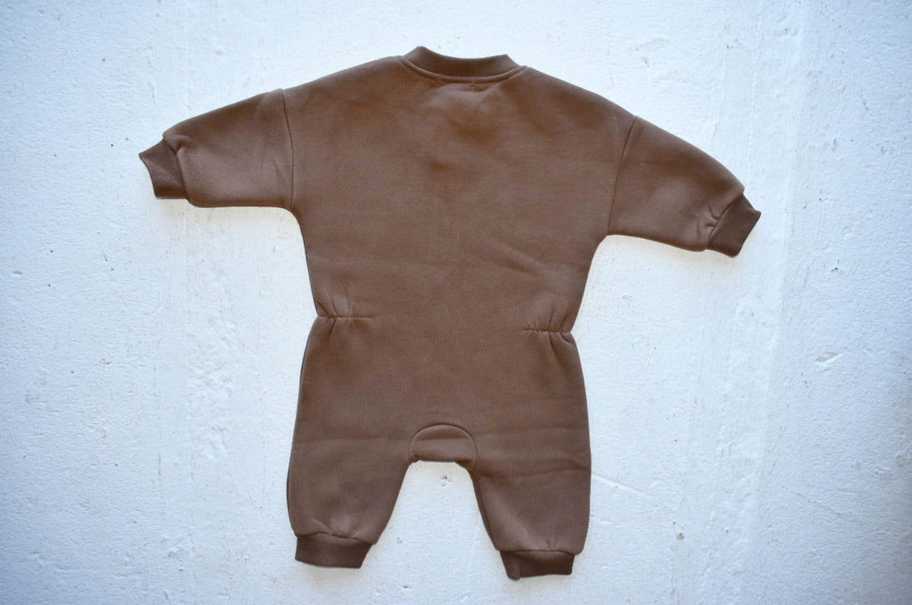 Fleece Jumpsuit - Mocha Brown